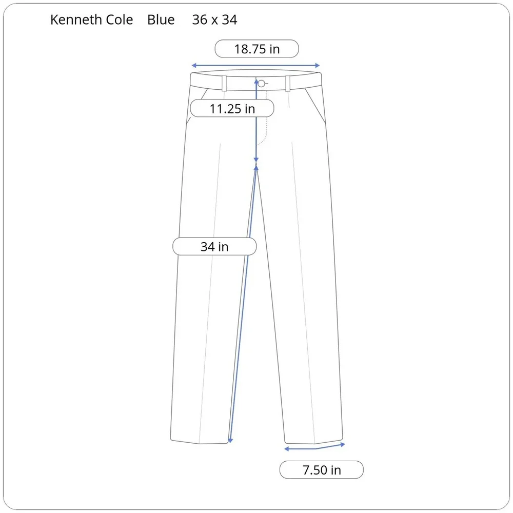 Kenneth Cole Techni-Cole Performance Twill Dress Pants Men's 36‎ x 34 Navy Blue